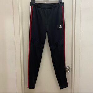 Adidas Red White Blue Stripes Black Soccer Pants w/ Pockets Womens Size Small